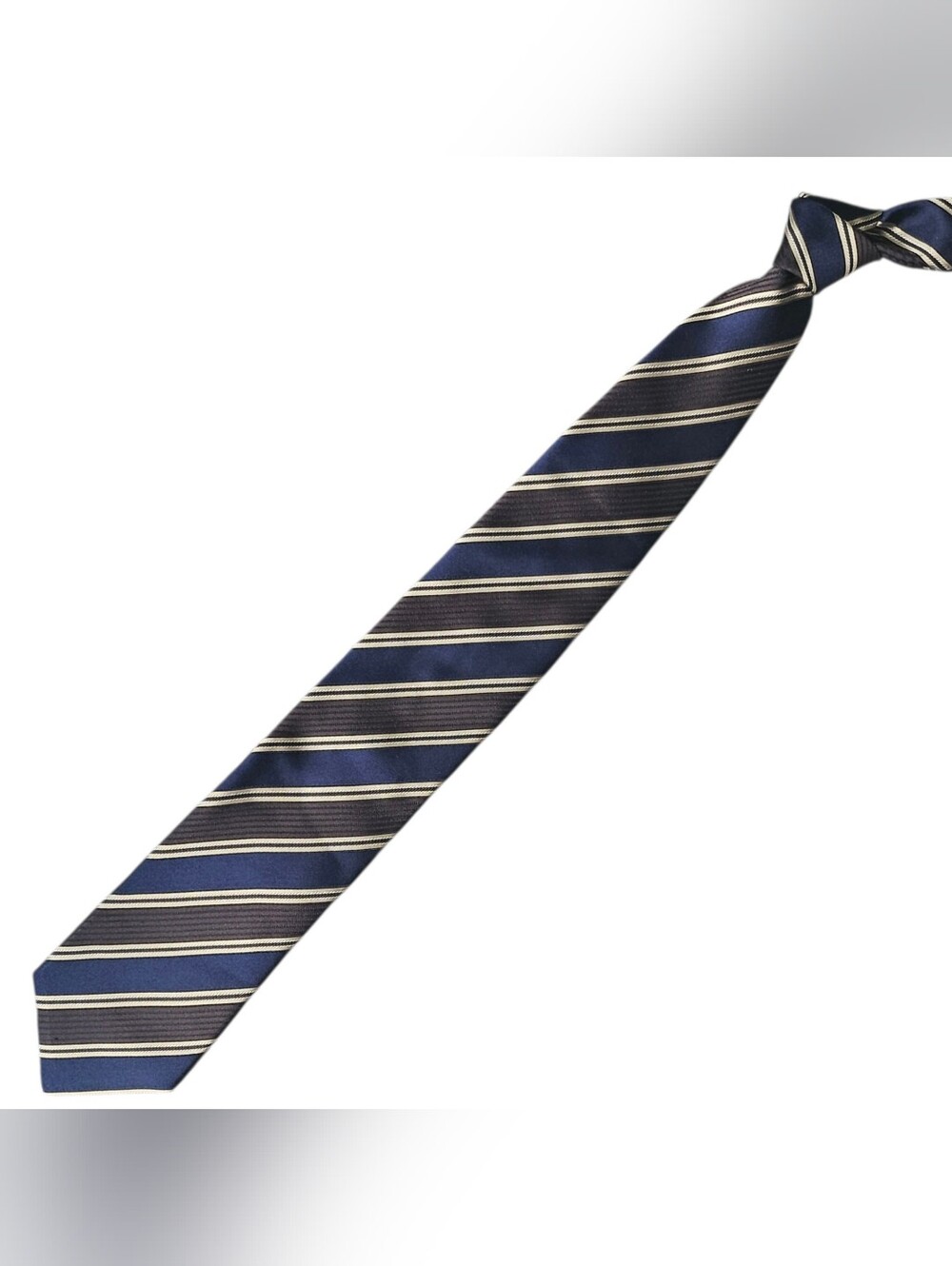 Canali Tie Made in Italy 100% Silk Blue Brown Diagonal  Stripe Power Business